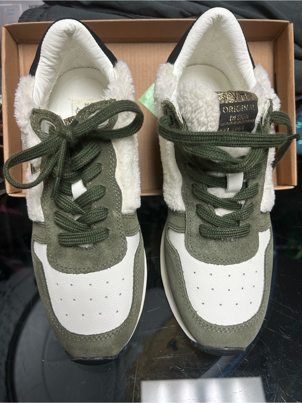 Vintage Havana Olive Green and White Sneakers